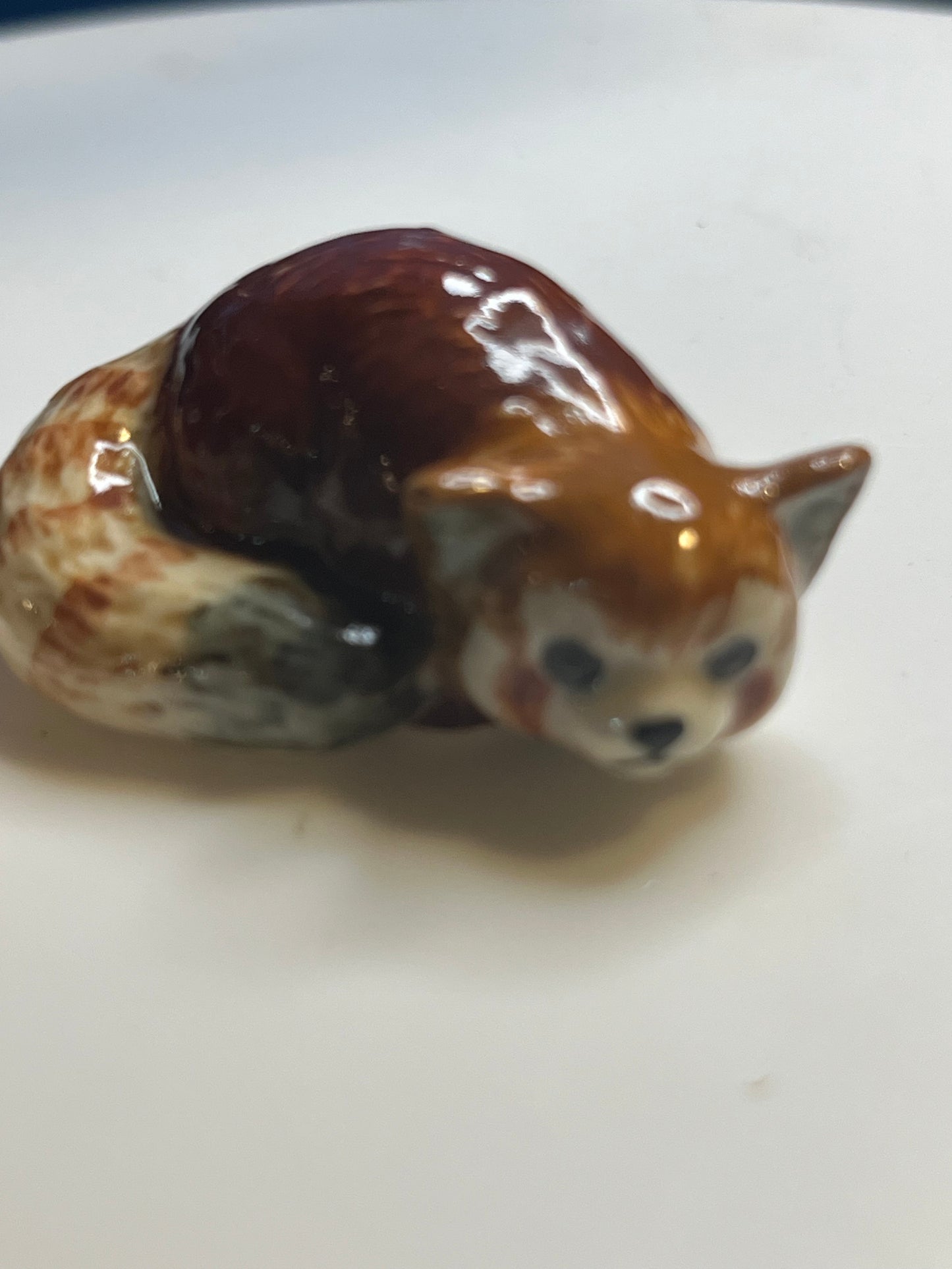 Miniature Porcelain Red Panda Figurines Set of 2