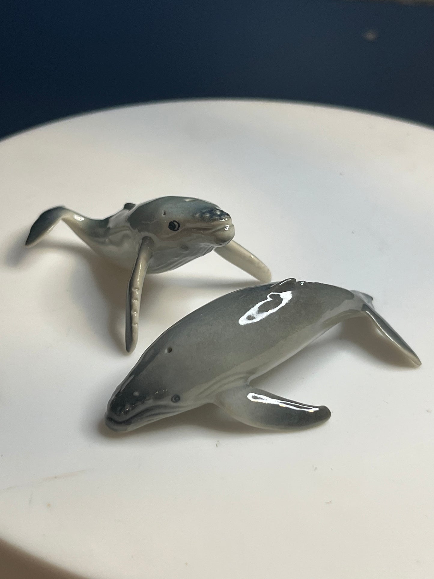 Miniature Porcelain Humpback Whale Set
