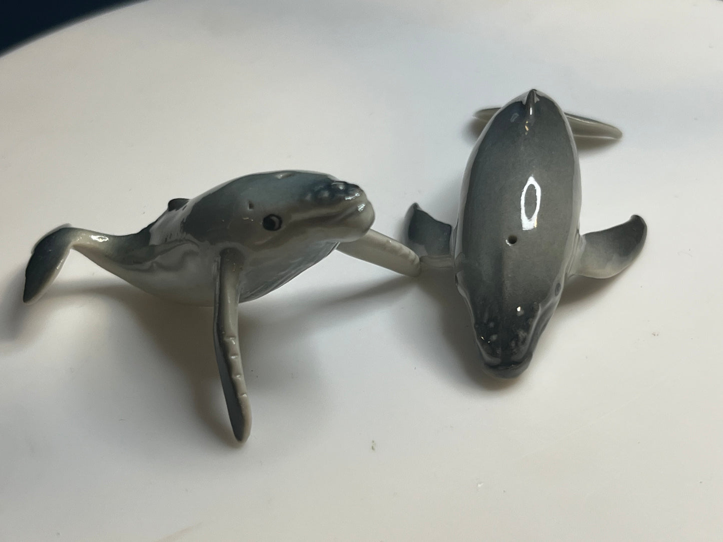 Miniature Porcelain Humpback Whale Set