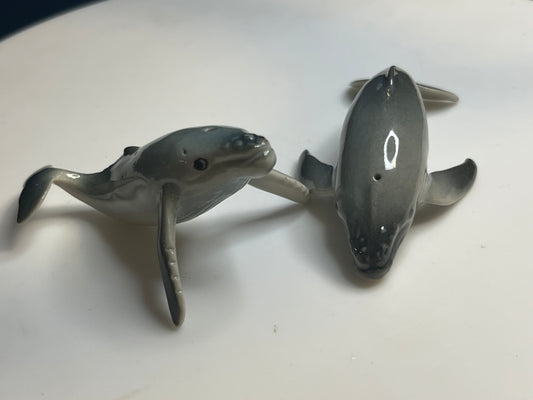 Miniature Porcelain Humpback Whale Set