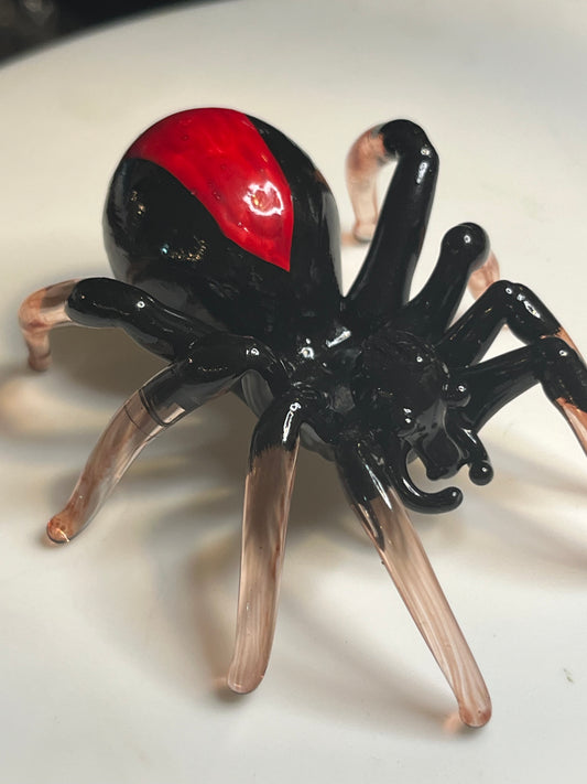 Glass Hand Crafted Red Back Spider