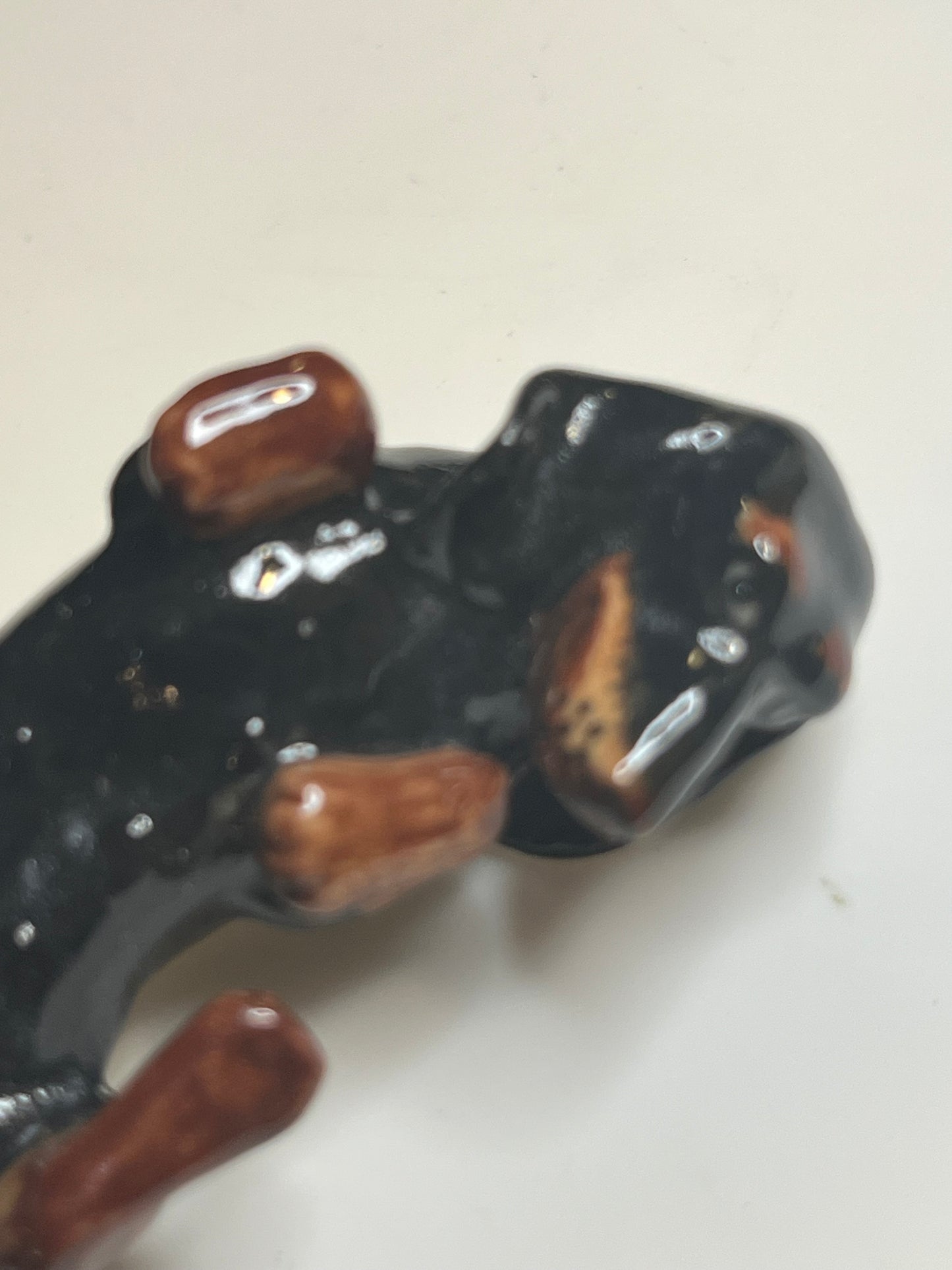 Miniature Hand Painted Porcelain Dachshund Black and Brown