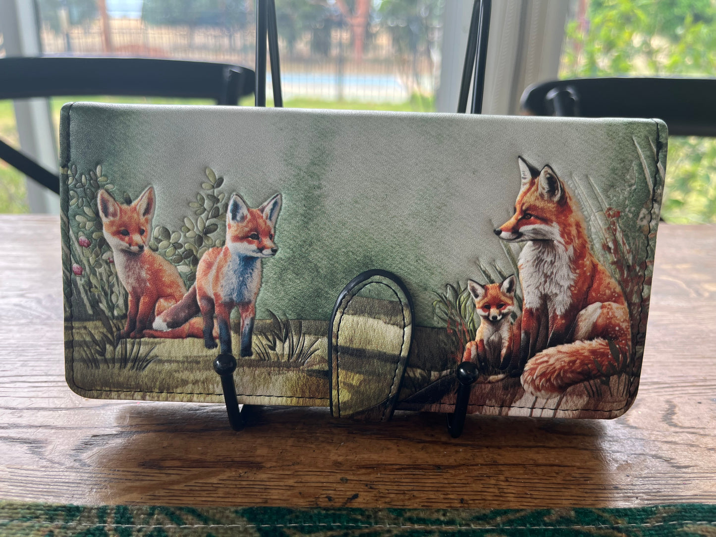Women's Large Pleather Fox Design Wallet