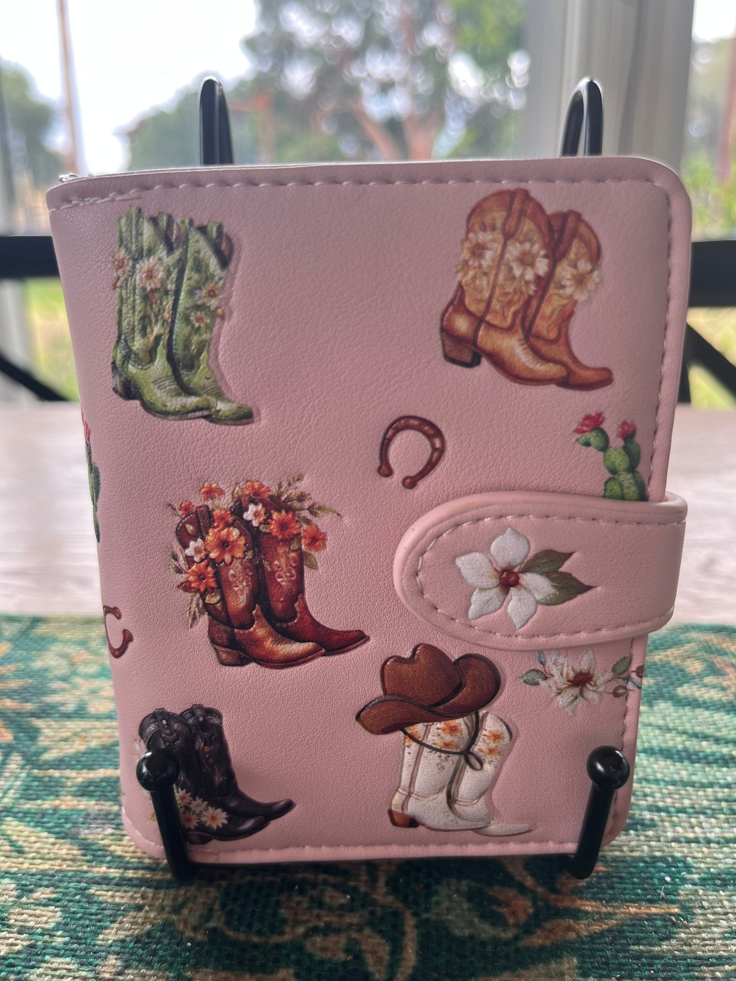 Women's Ladies Wallet Small Pink Cow Girl Boots Wallet