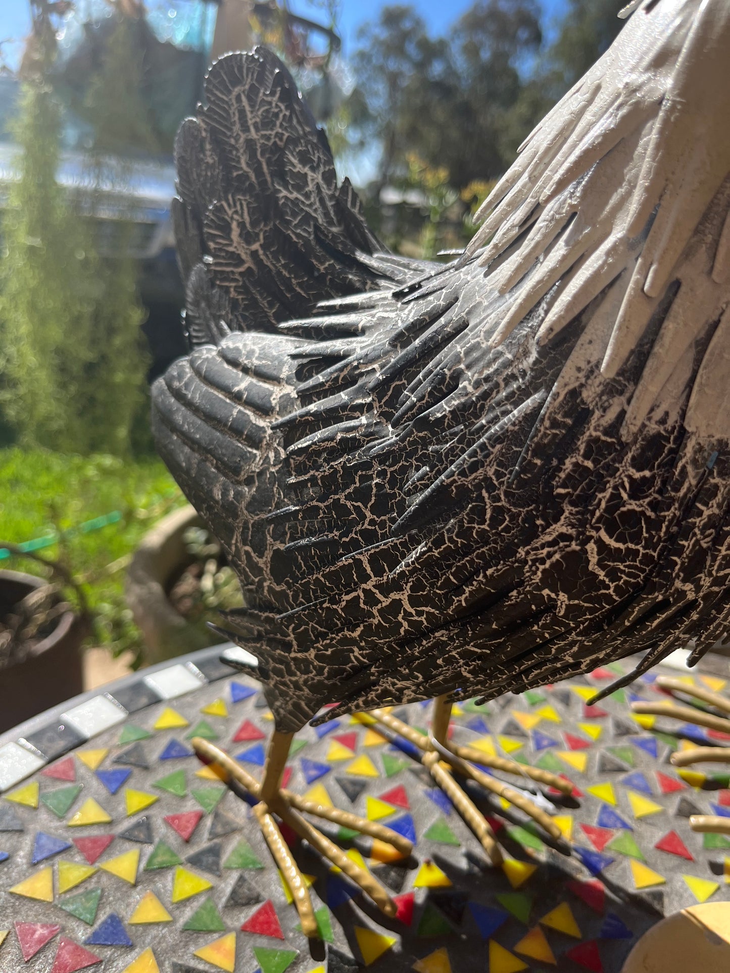 Mr and Mrs Rooster Chicken and Roster Metal Garden Ornament