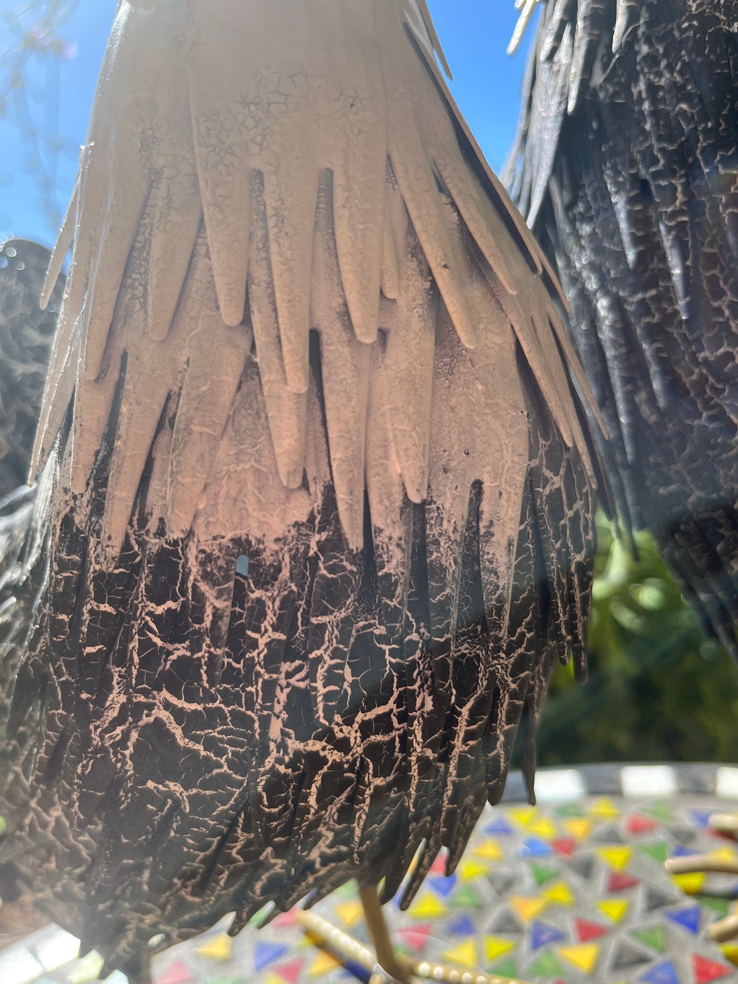 Mr and Mrs Rooster Chicken and Roster Metal Garden Ornament