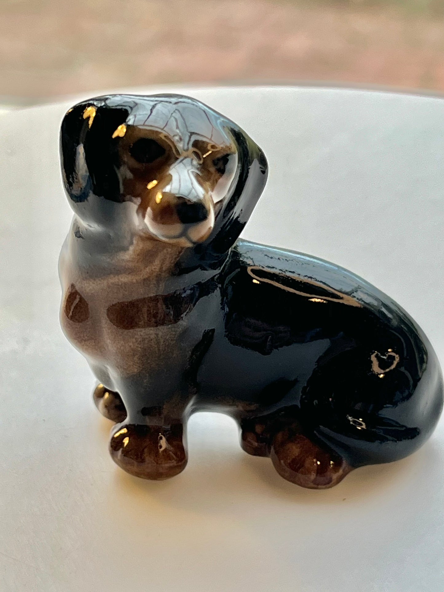 Miniature Porcelain Sitting Dachshund