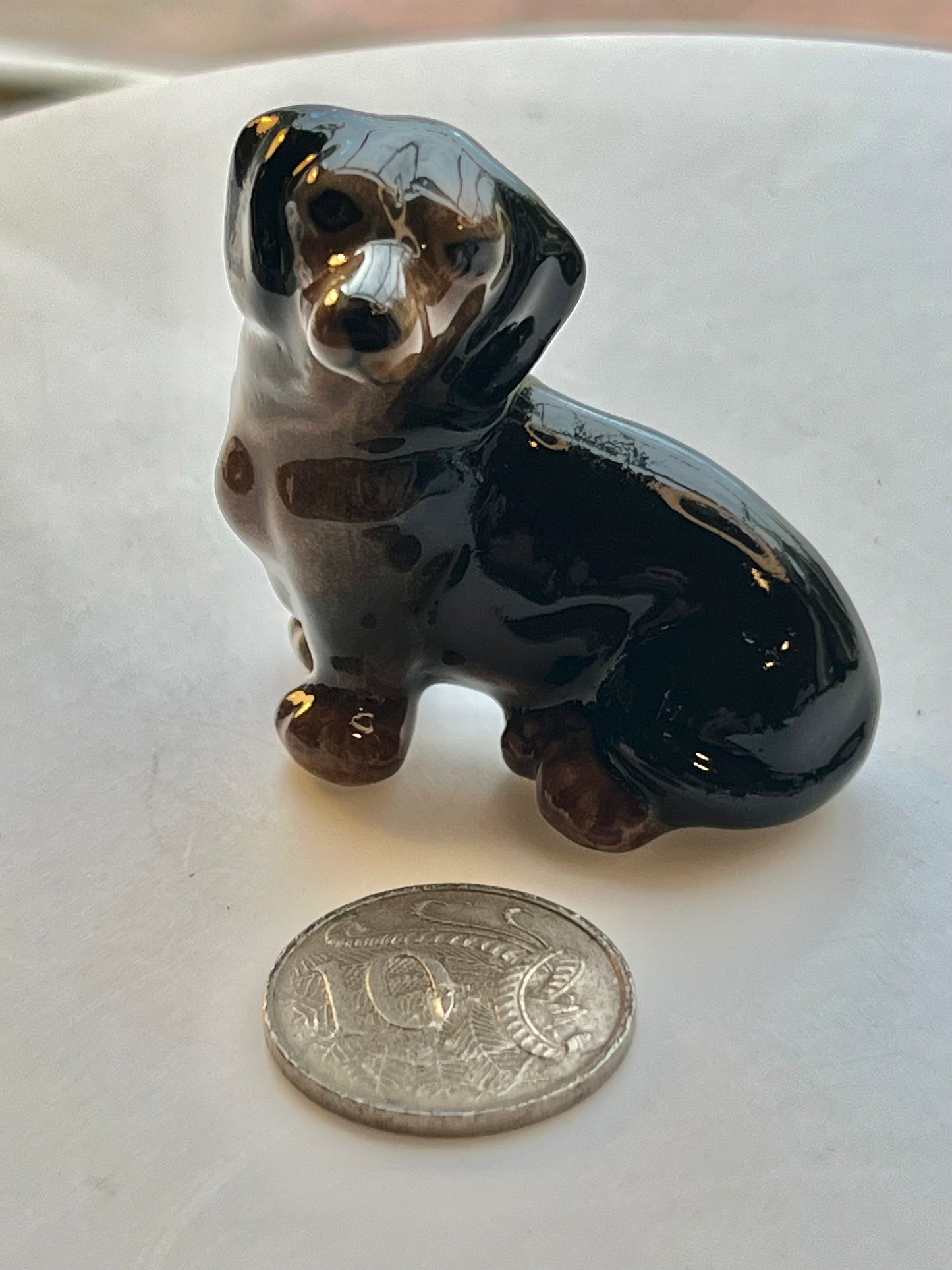 Miniature Porcelain Sitting Dachshund