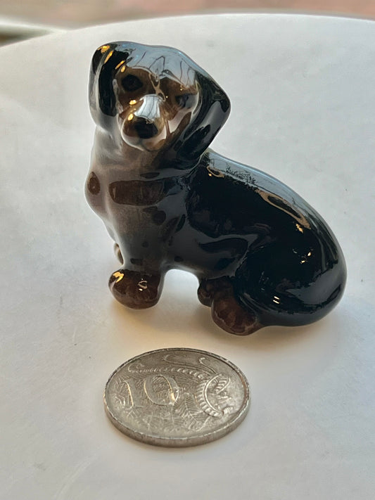 Miniature Porcelain Sitting Dachshund