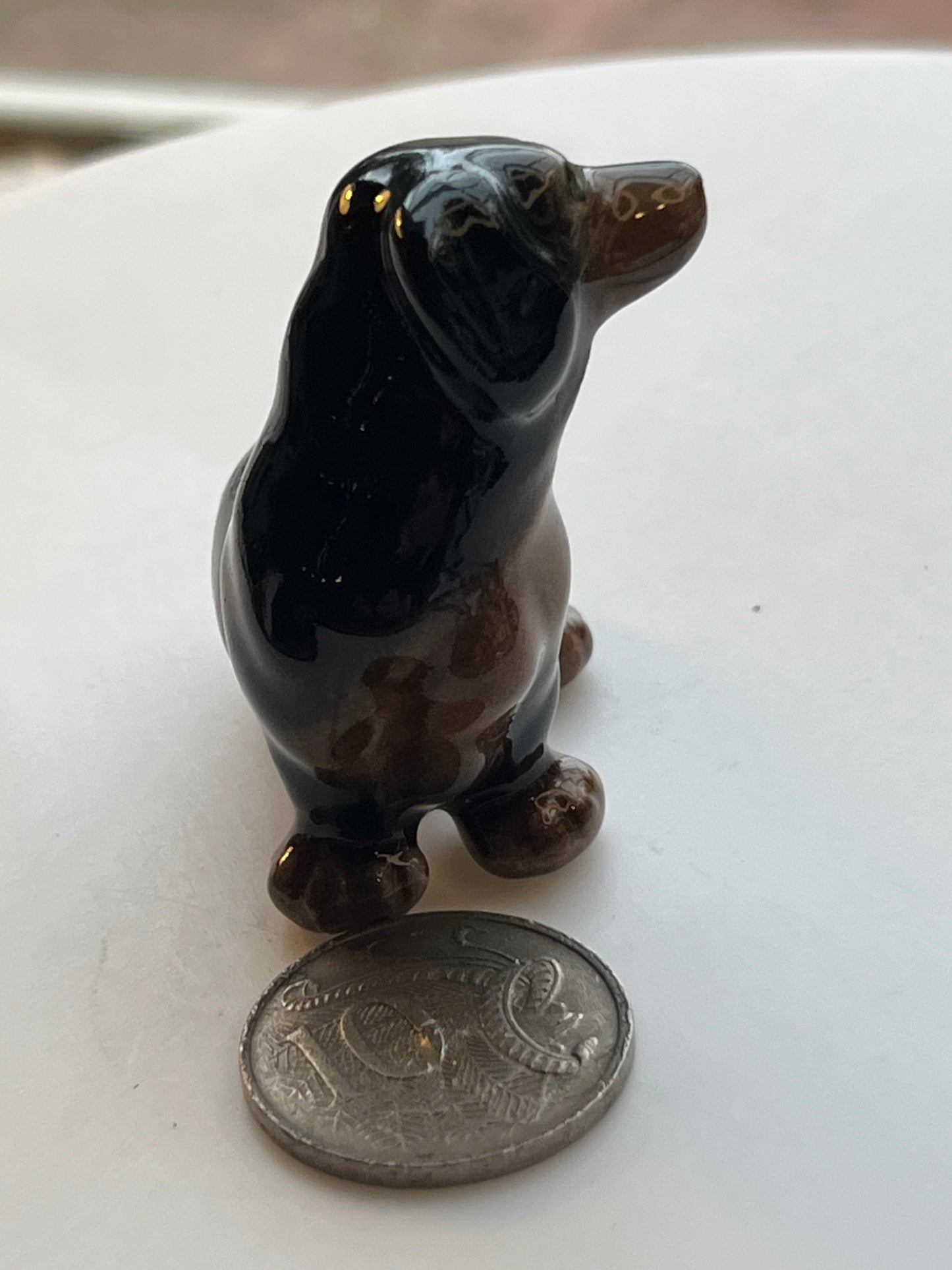 Miniature Porcelain Sitting Dachshund