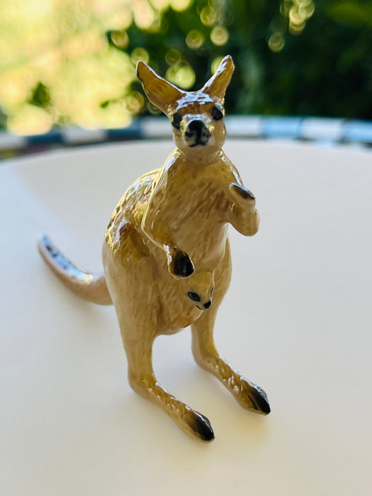 Miniature Porcelain Kangaroo with Joey in Pouch