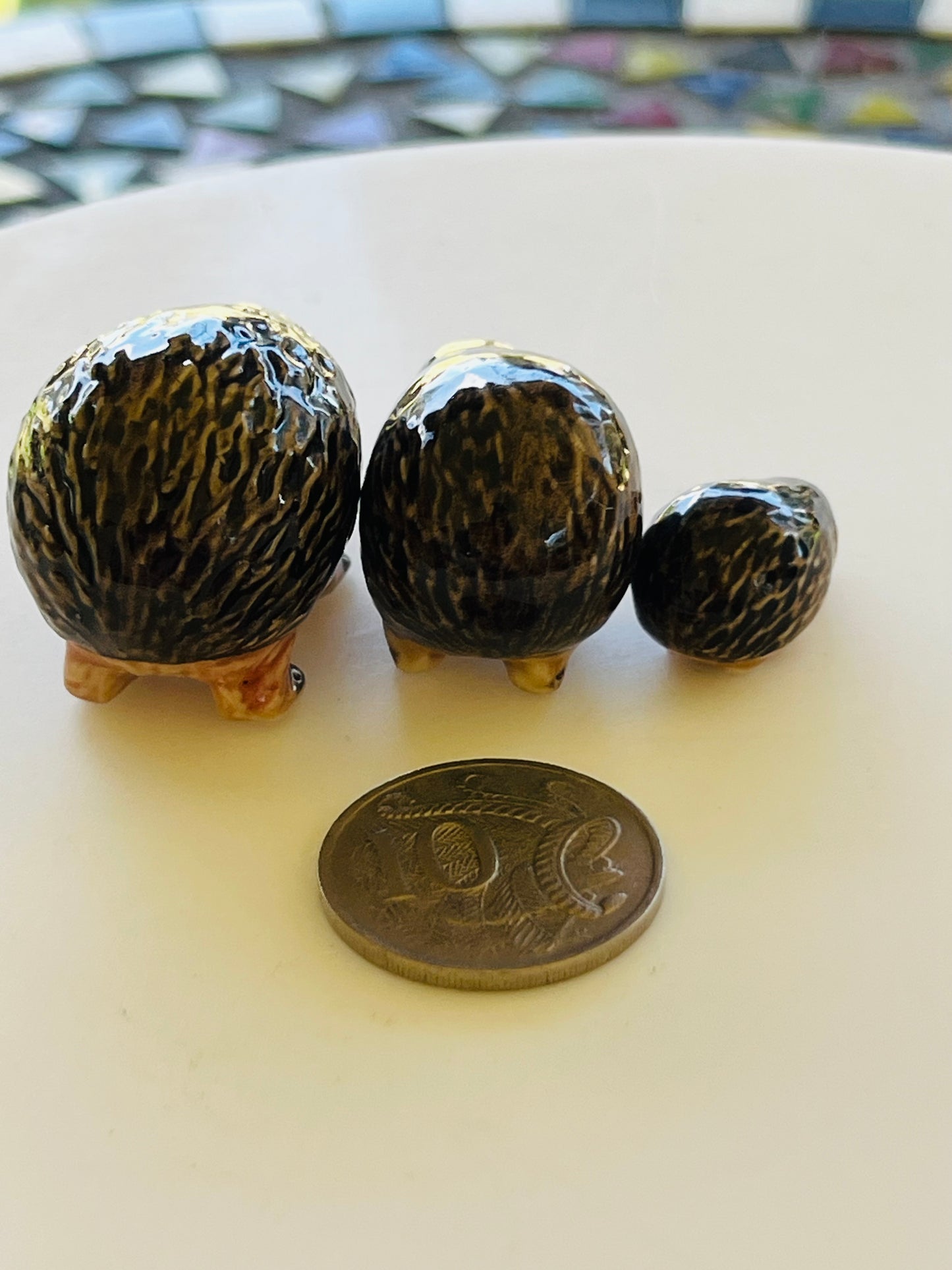 Miniature Porcelain Australian Native Echidna 3 pcs