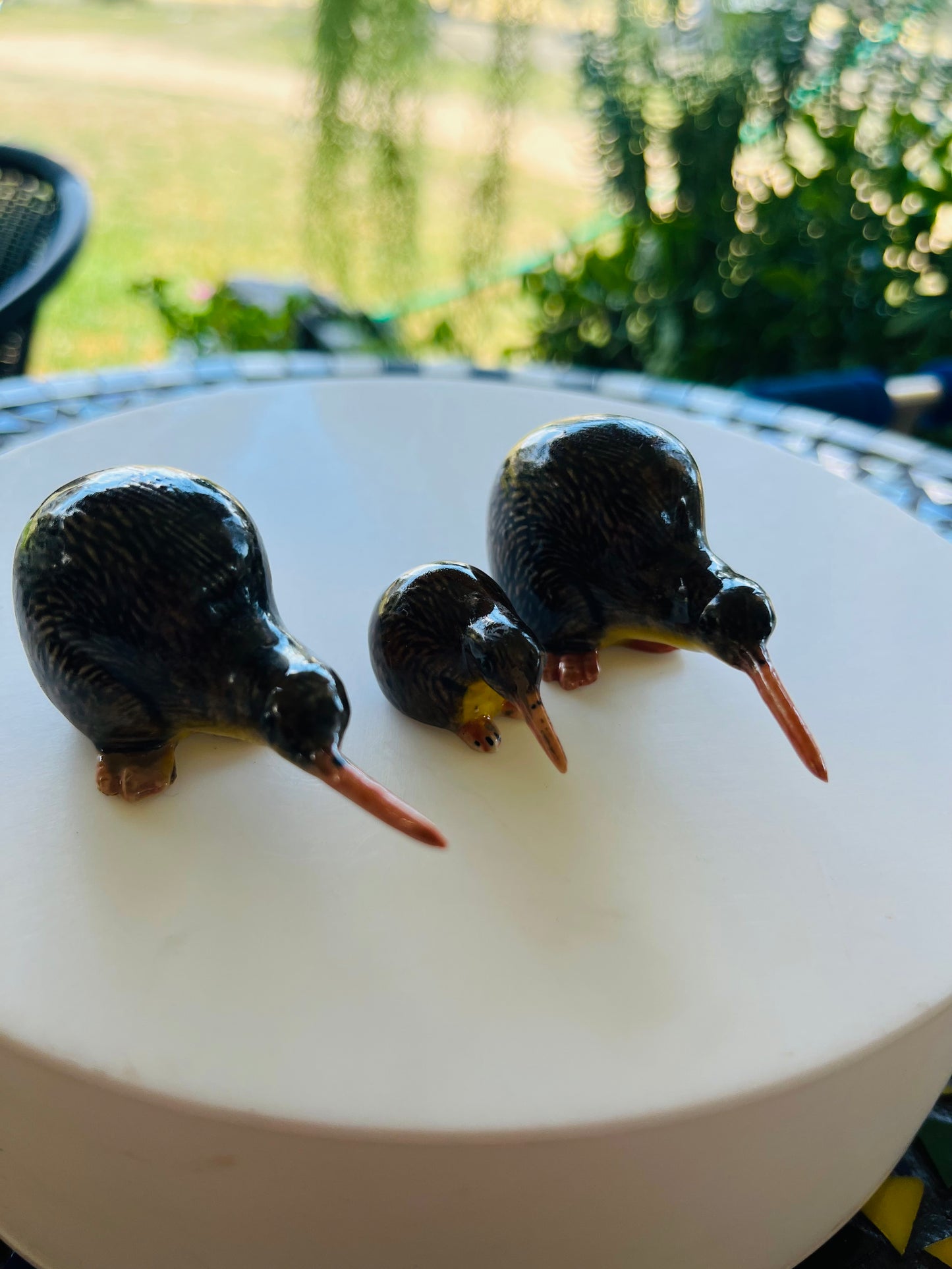 Miniature Porcelain Kiwi Birds 3 Pcs