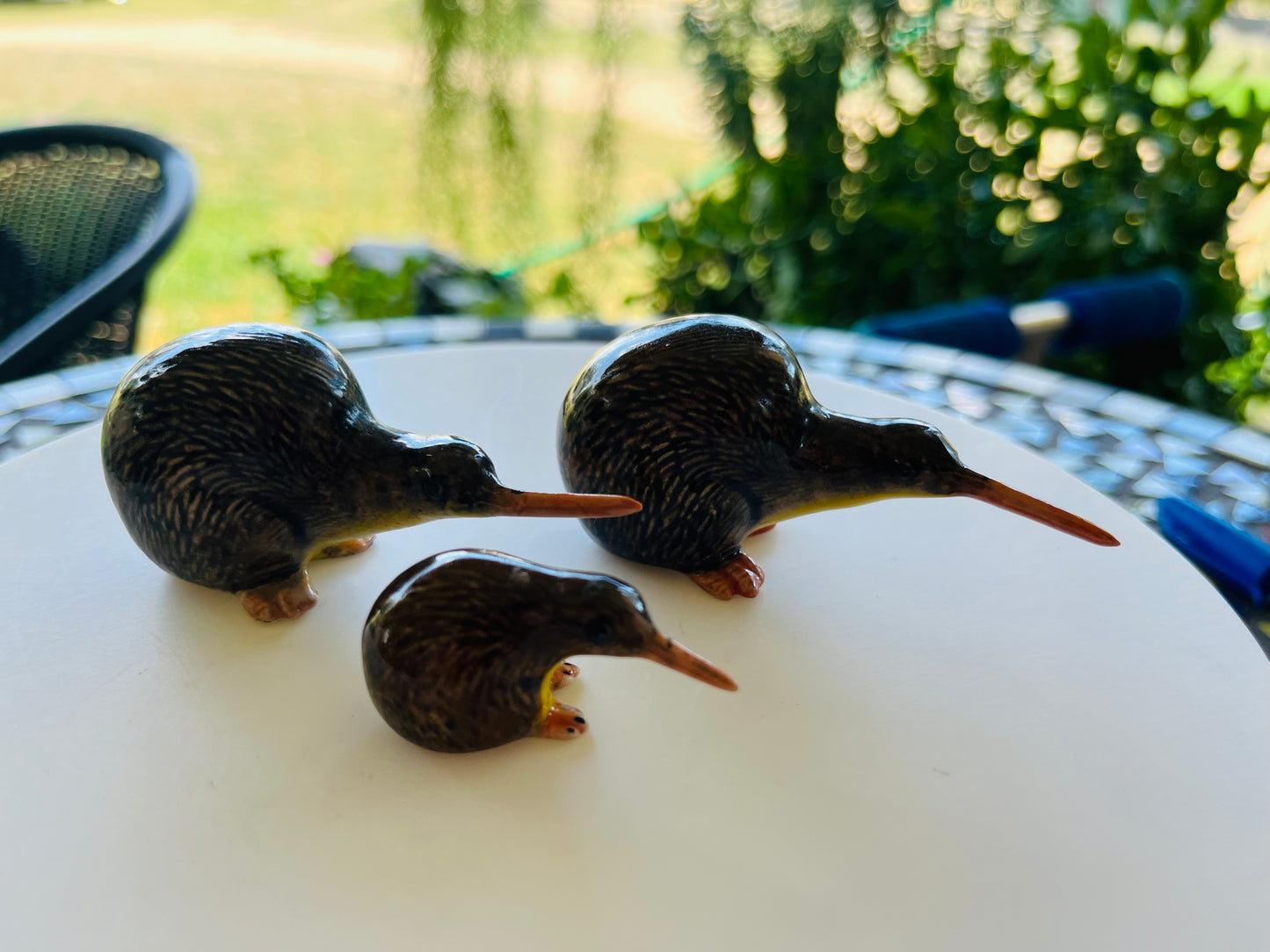 Miniature Porcelain Kiwi Birds 3 Pcs