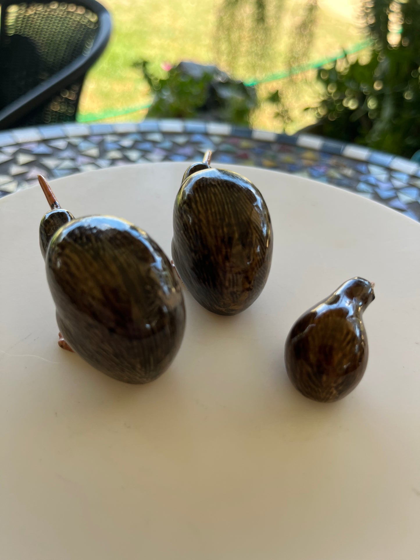 Miniature Porcelain Kiwi Birds 3 Pcs
