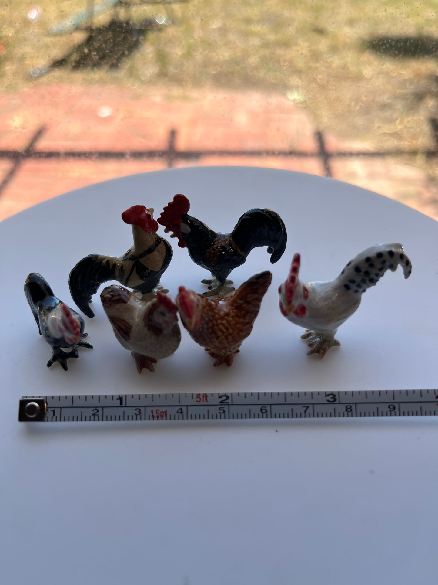 Miniature Porcelain Chicken and Roosters 6pcs