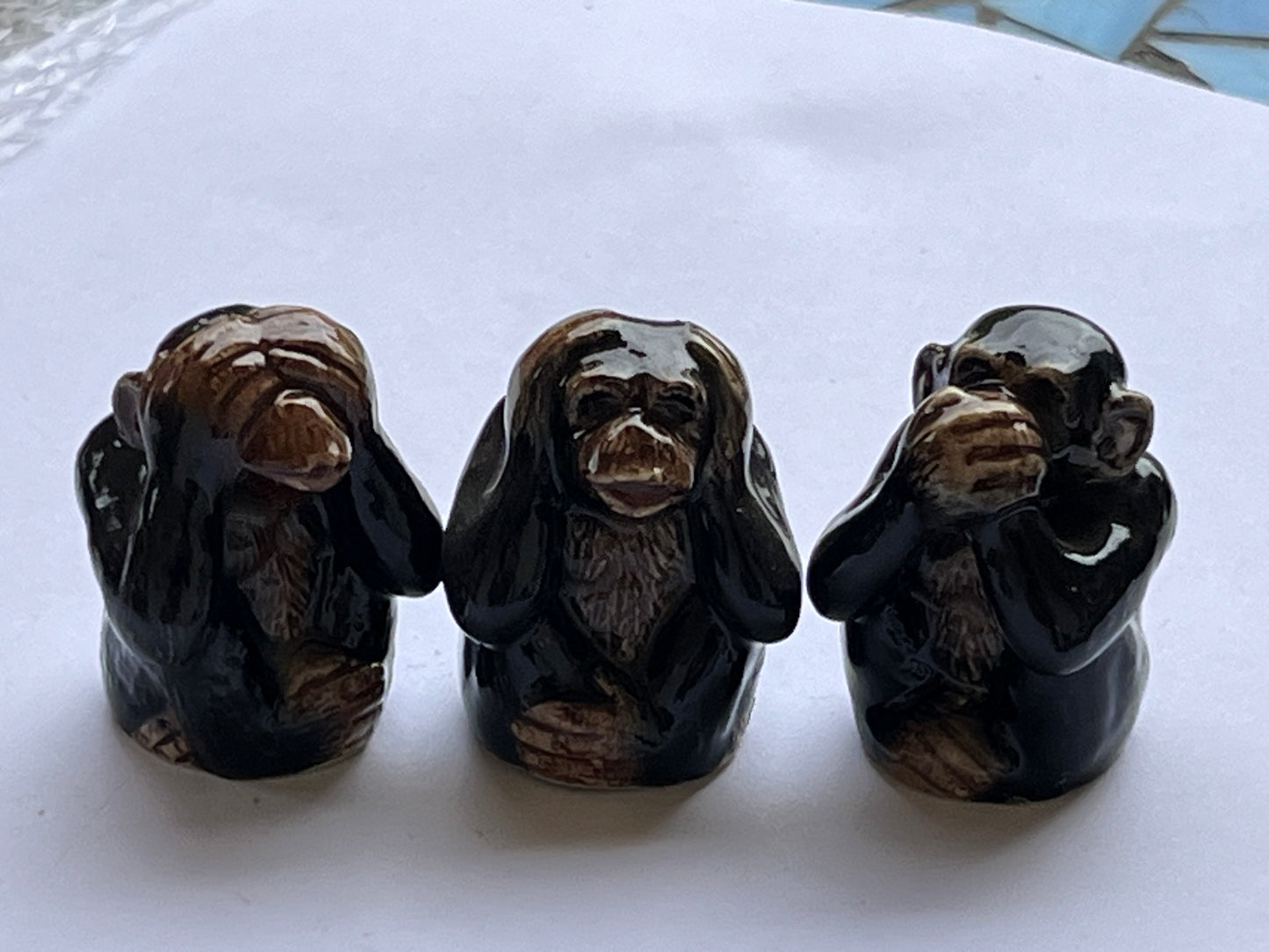 Miniature Porcelain See No Evil Hear No Evil Speak No Evil Monkeys
