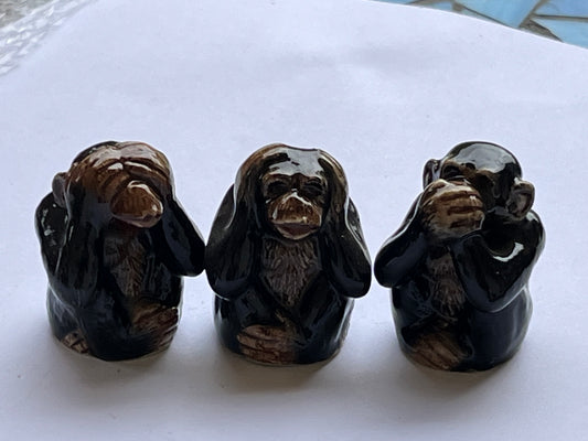Miniature Porcelain See No Evil Hear No Evil Speak No Evil Monkeys