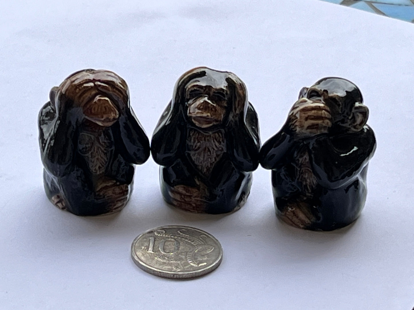 Miniature Porcelain See No Evil Hear No Evil Speak No Evil Monkeys
