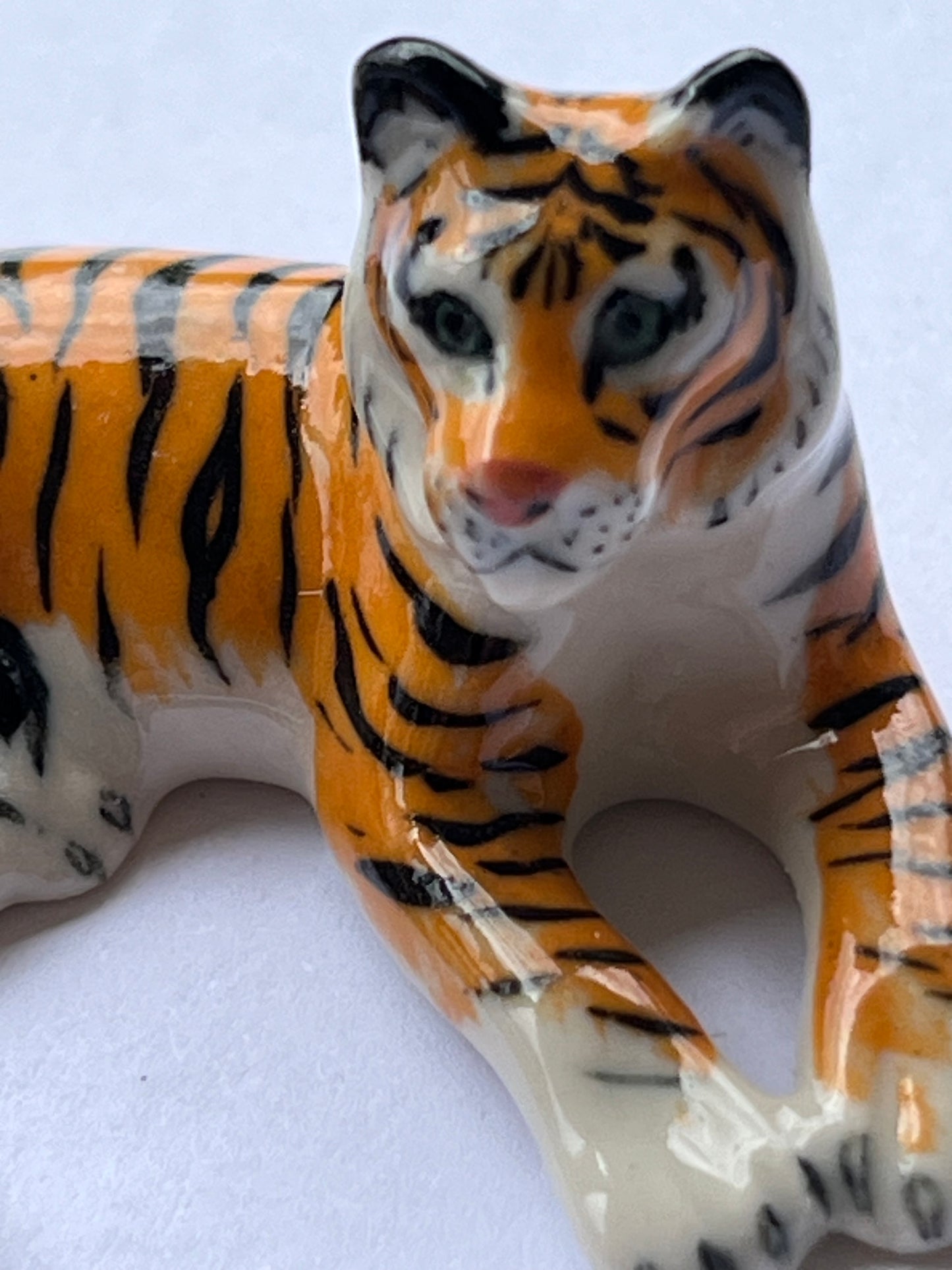 Miniature Porcelain Tiger Family Figurines Set of 3