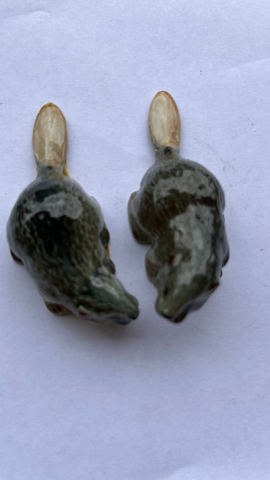 Miniature Porcelain Beaver Set 2 pcs