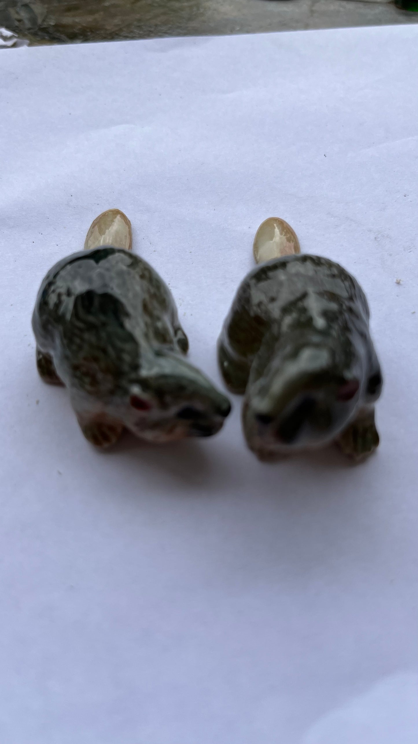 Miniature Porcelain Beaver Set 2 pcs
