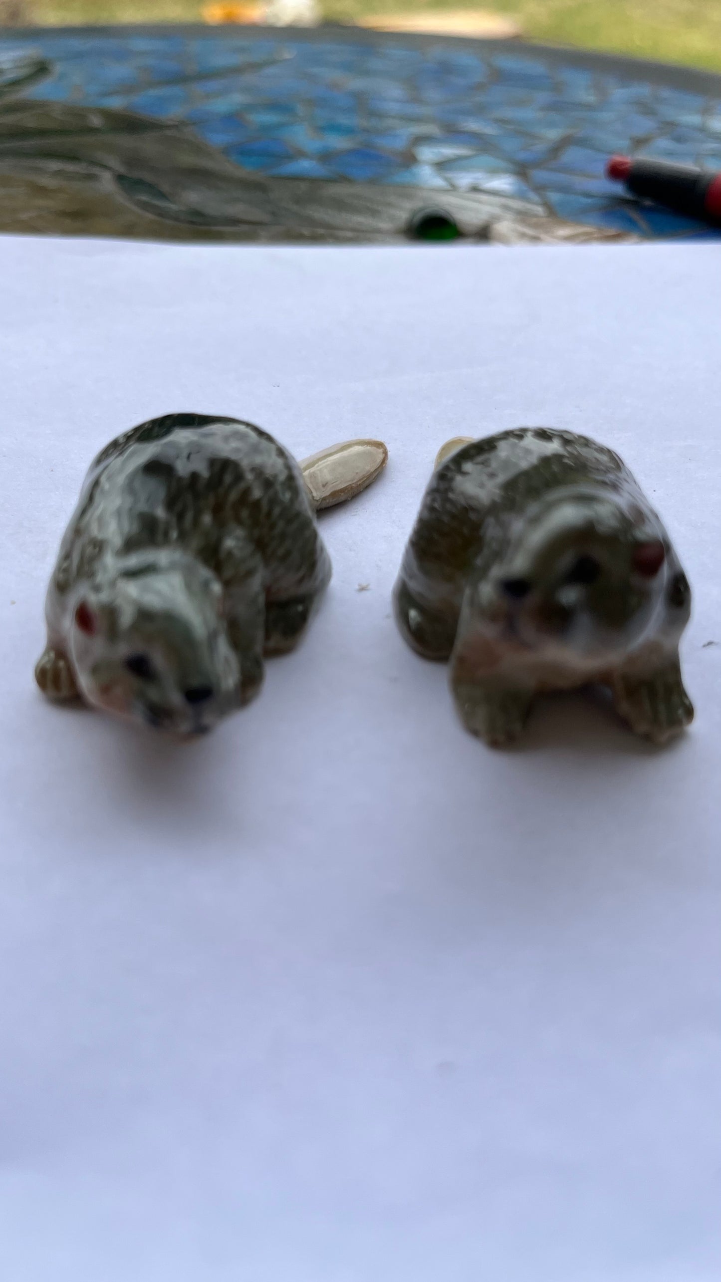 Miniature Porcelain Beaver Set 2 pcs
