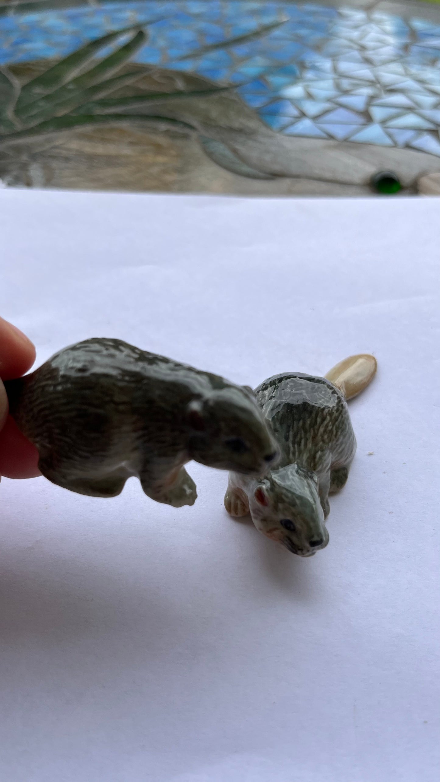 Miniature Porcelain Beaver Set 2 pcs