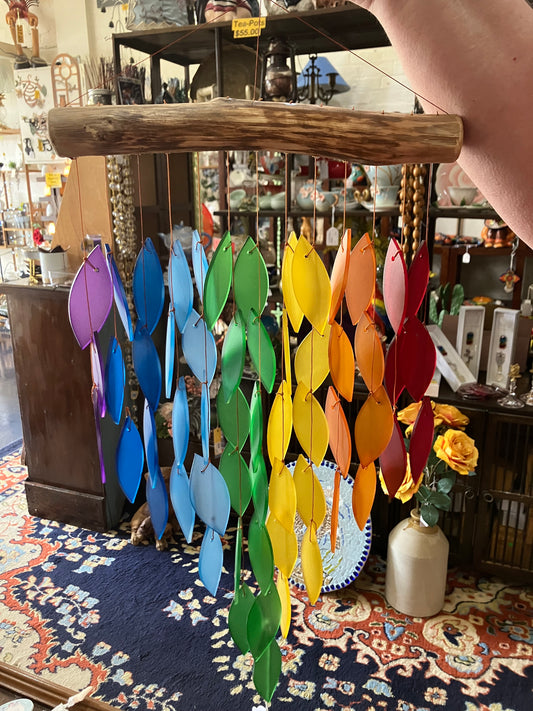 Multi Colour Windchime Glass and Driftwood