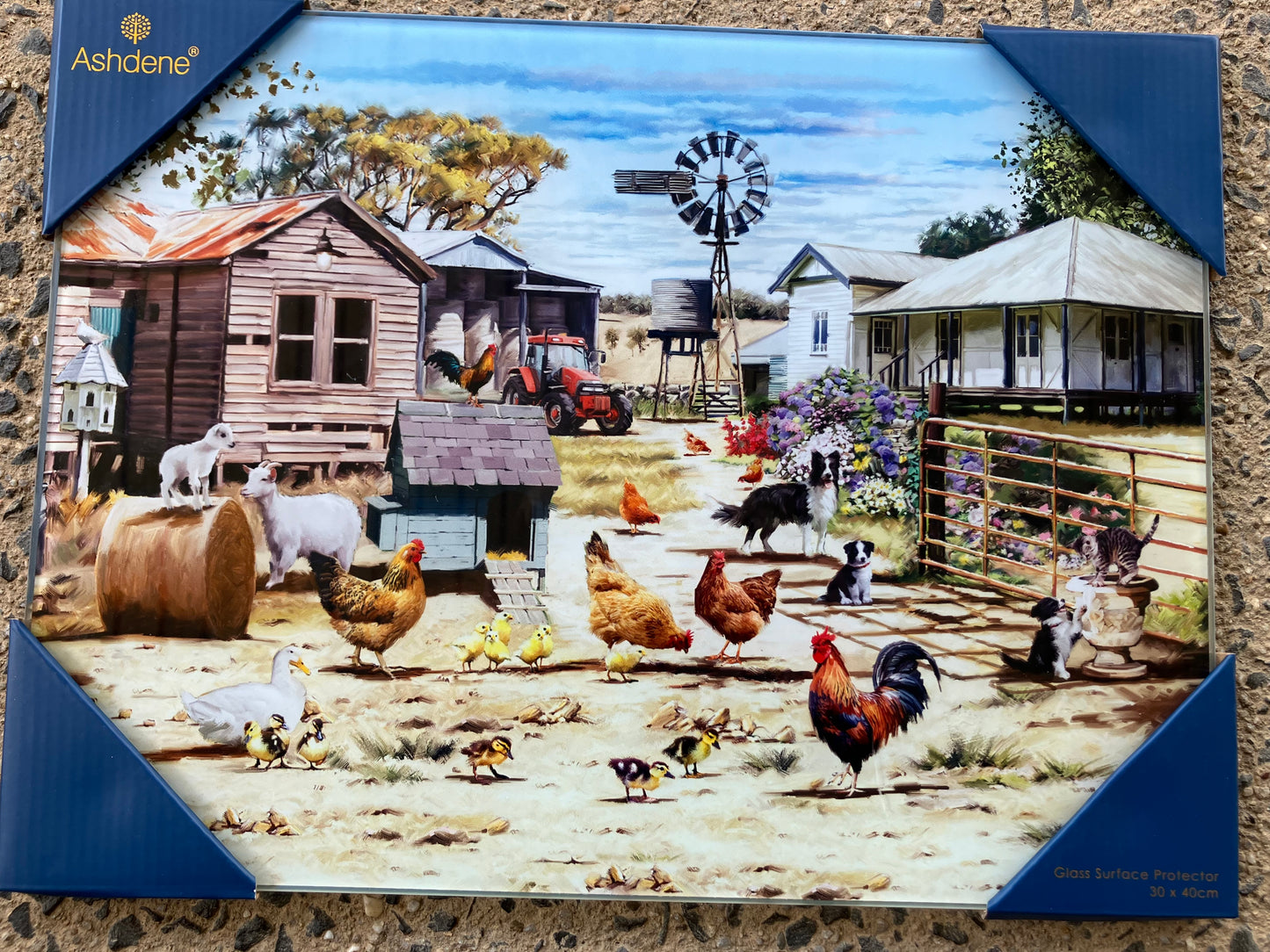 Ashdene On The Farm Design Glass Cutting Board Surface Protector