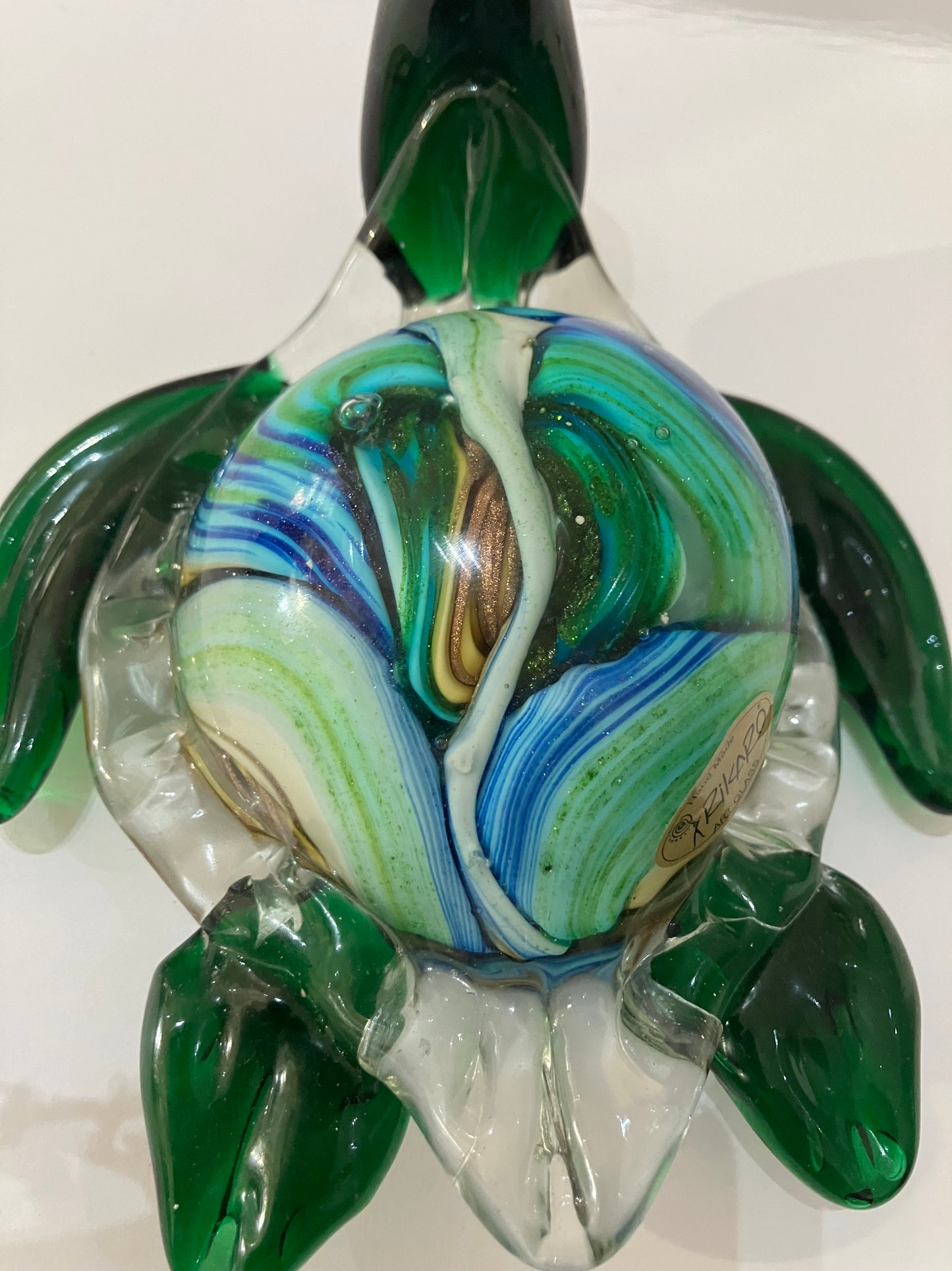 Glass Paperweight Hand Blown Glass Turtle