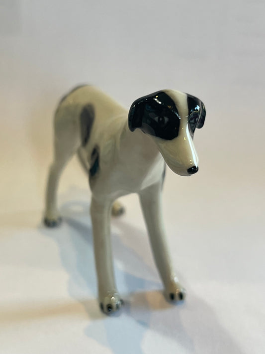 Porcelain Miniature Black and White Greyhound