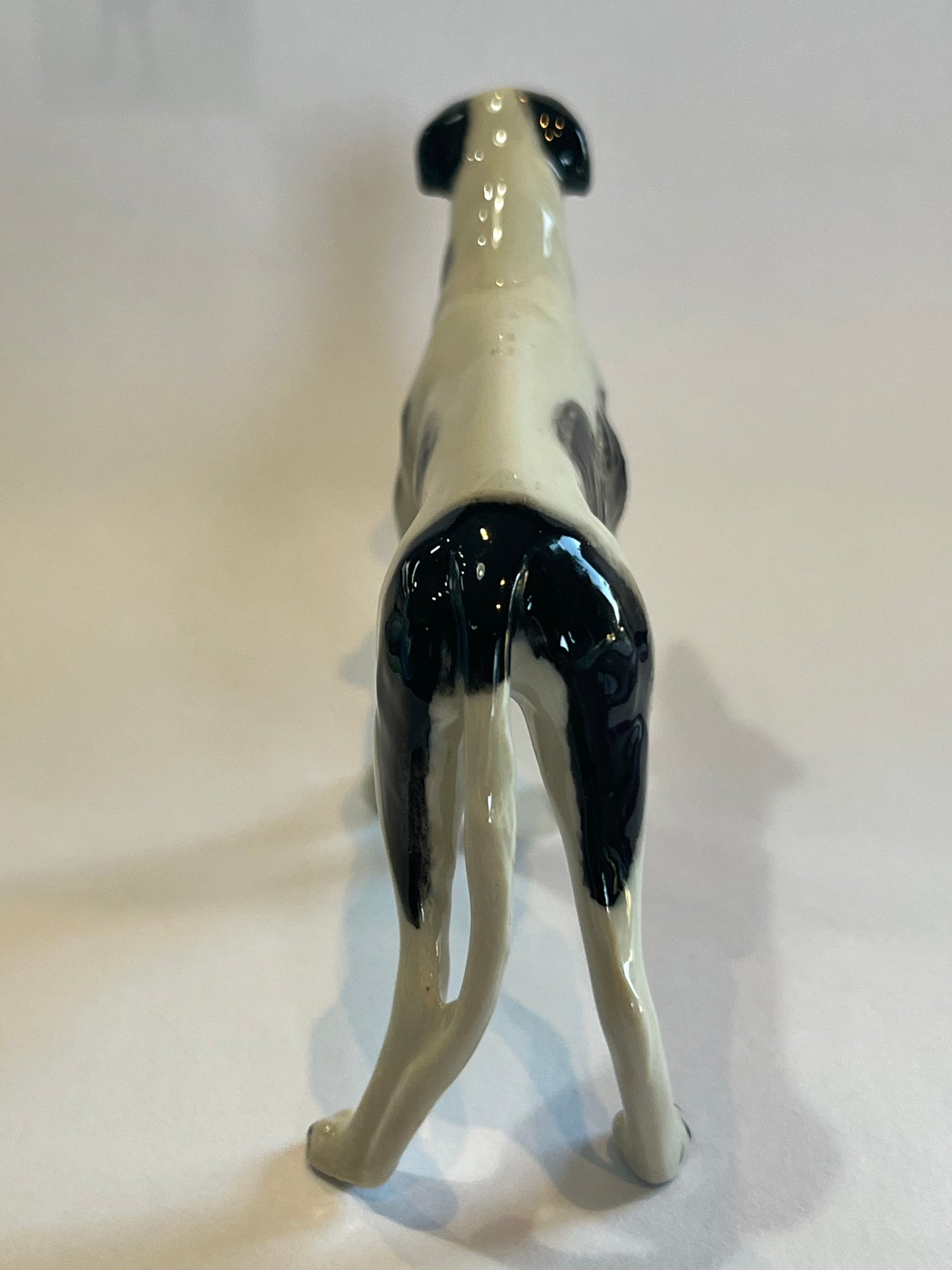 Porcelain Miniature Black and White Greyhound