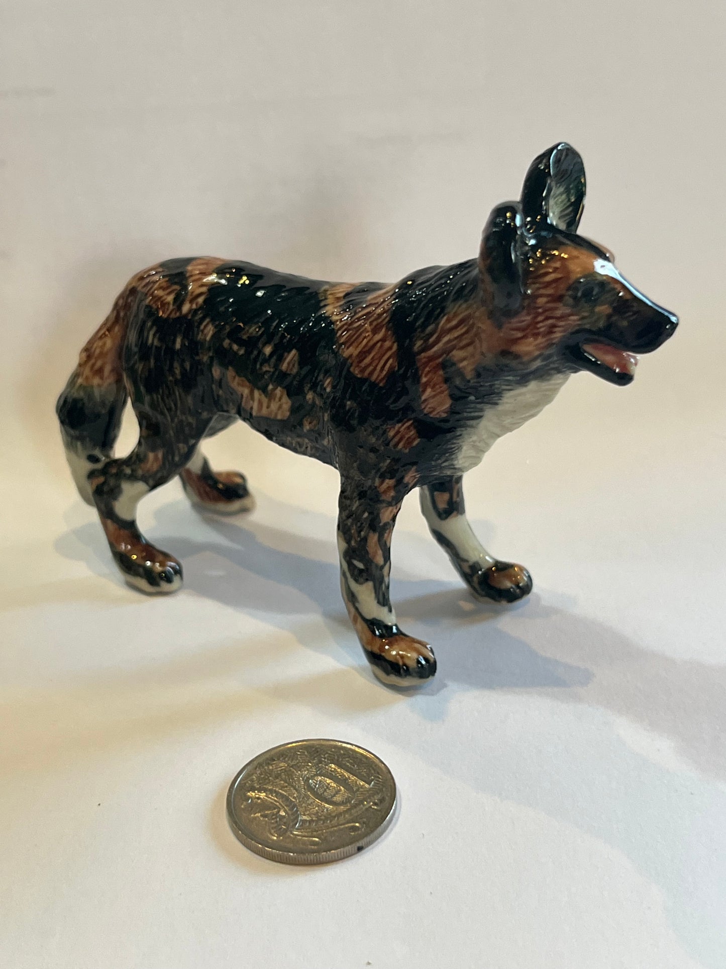 Miniature Porcelain African Wild Dog - painted dog Lycaon pictus