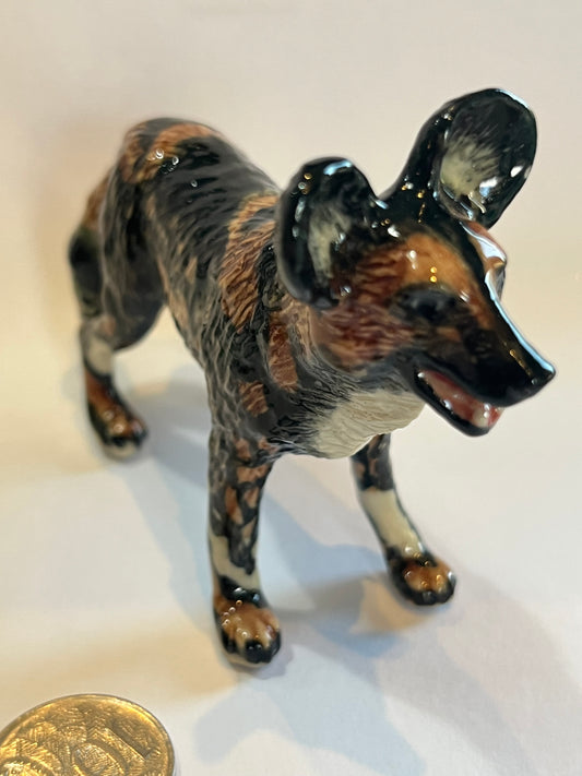 Miniature Porcelain African Wild Dog - painted dog Lycaon pictus
