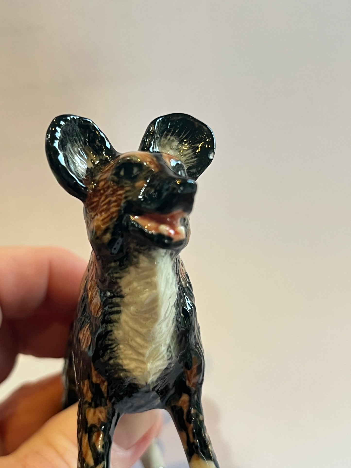 Miniature Porcelain African Wild Dog - painted dog Lycaon pictus