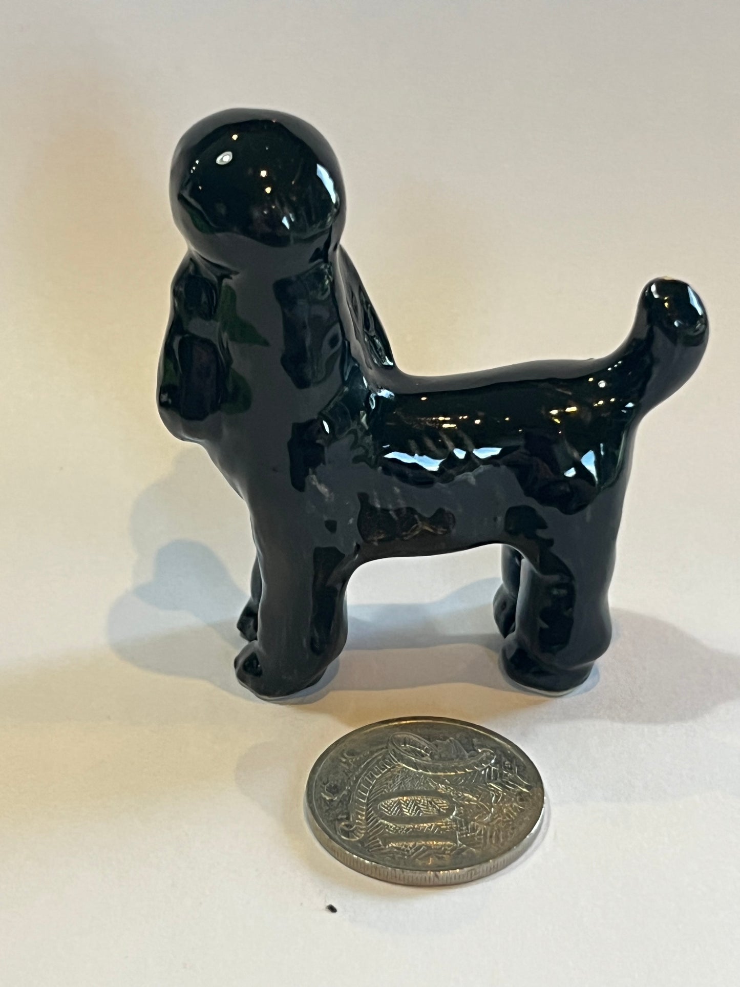 Miniature Porcelain Black Poodle Dog