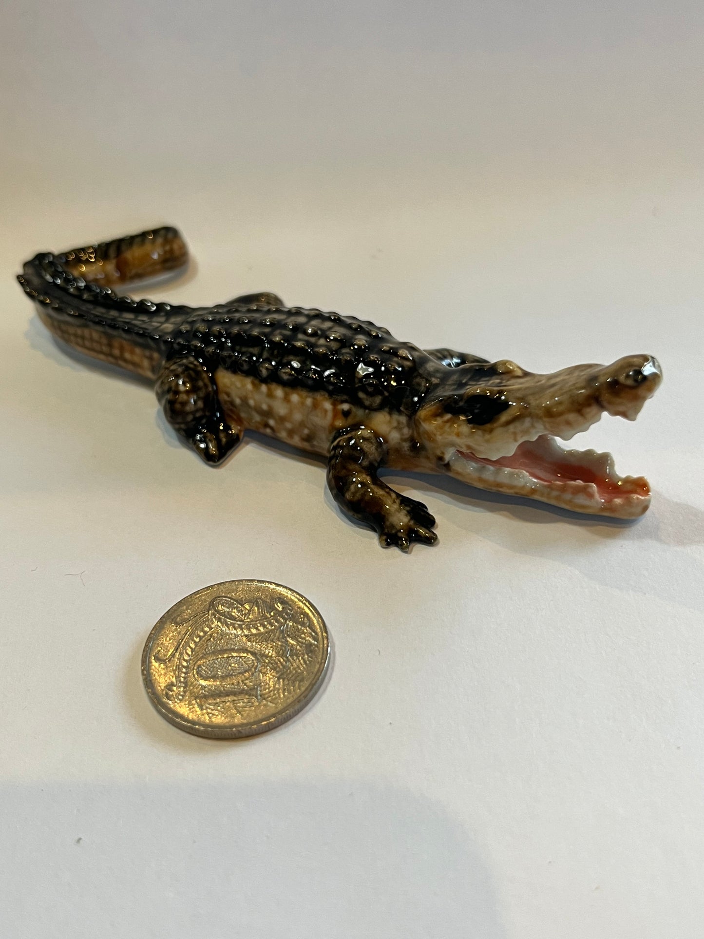 Miniature Porcelain Crocodile With Mouth Open