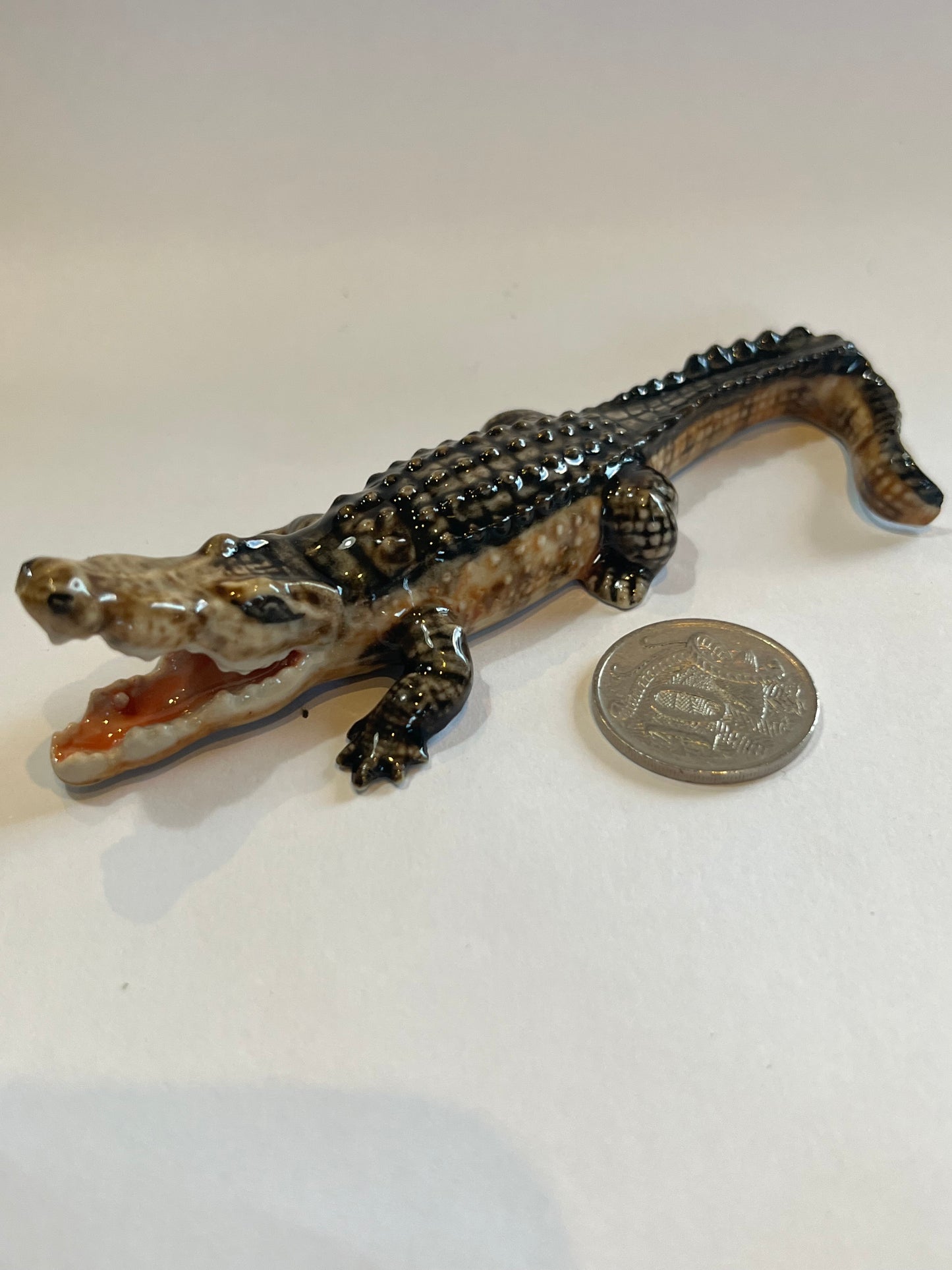 Miniature Porcelain Crocodile With Mouth Open