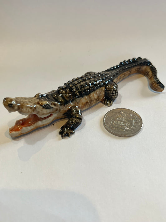 Miniature Porcelain Crocodile With Mouth Open