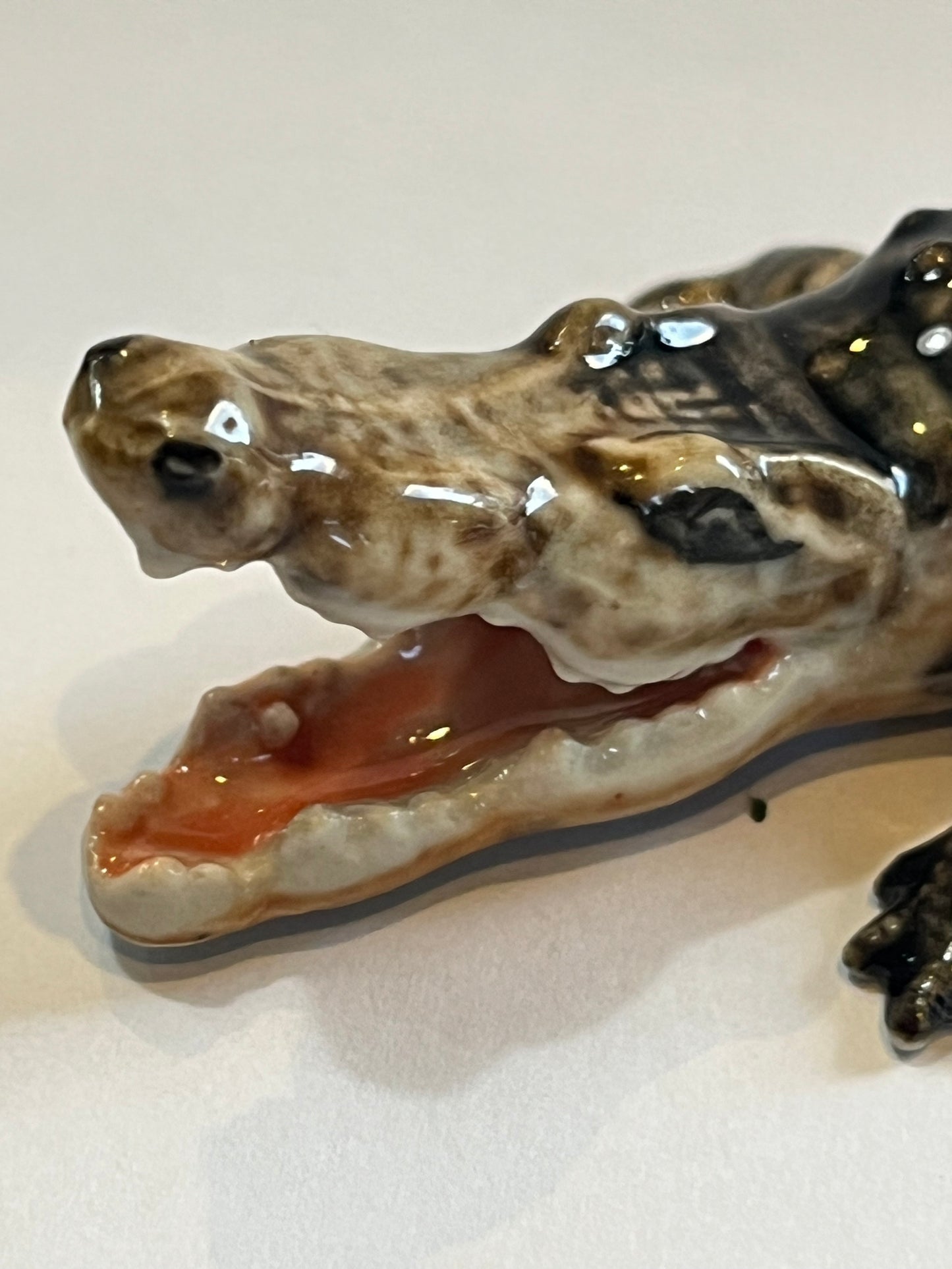 Miniature Porcelain Crocodile With Mouth Open
