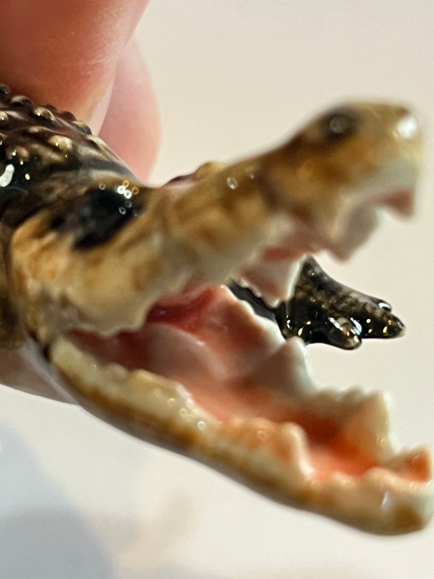Miniature Porcelain Crocodile With Mouth Open