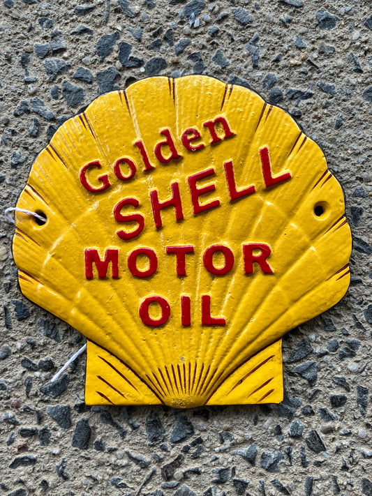Golden Shell Motor Oil Cast Iron Clam Sign
