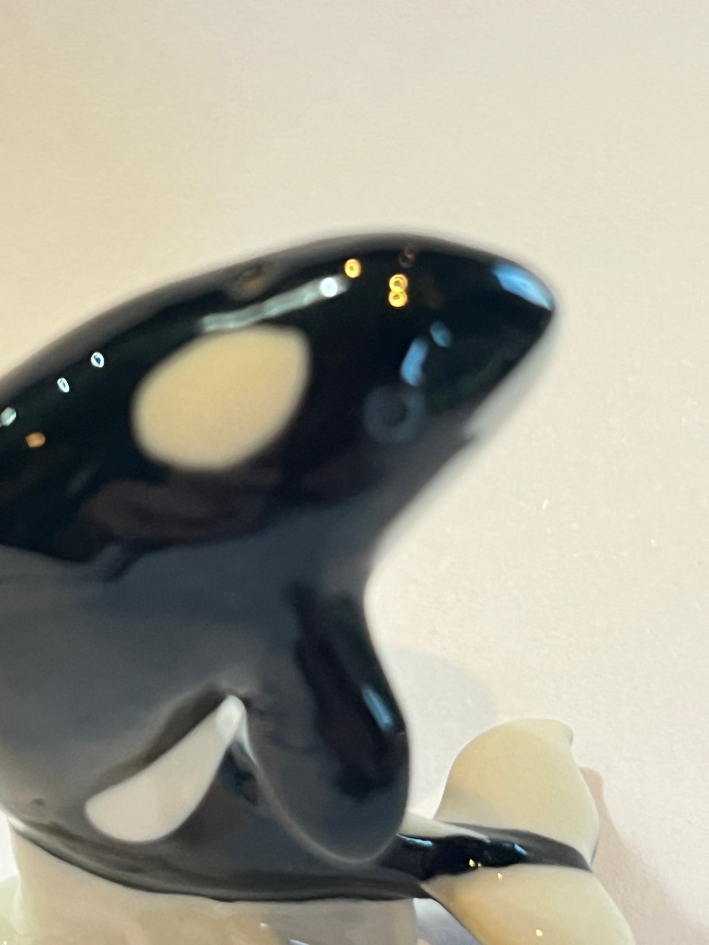 Miniature Porcelain Orca Killer Whale Figurine Breaching The Ocean