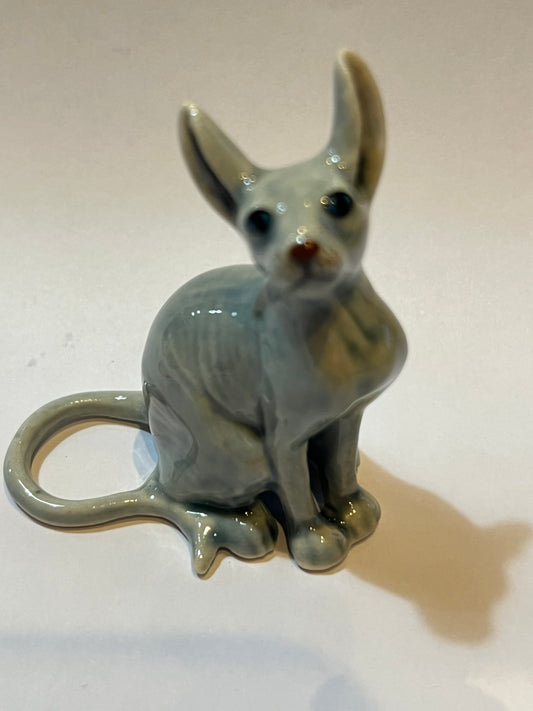 Miniature Porcelain Grey Sphynx Cat