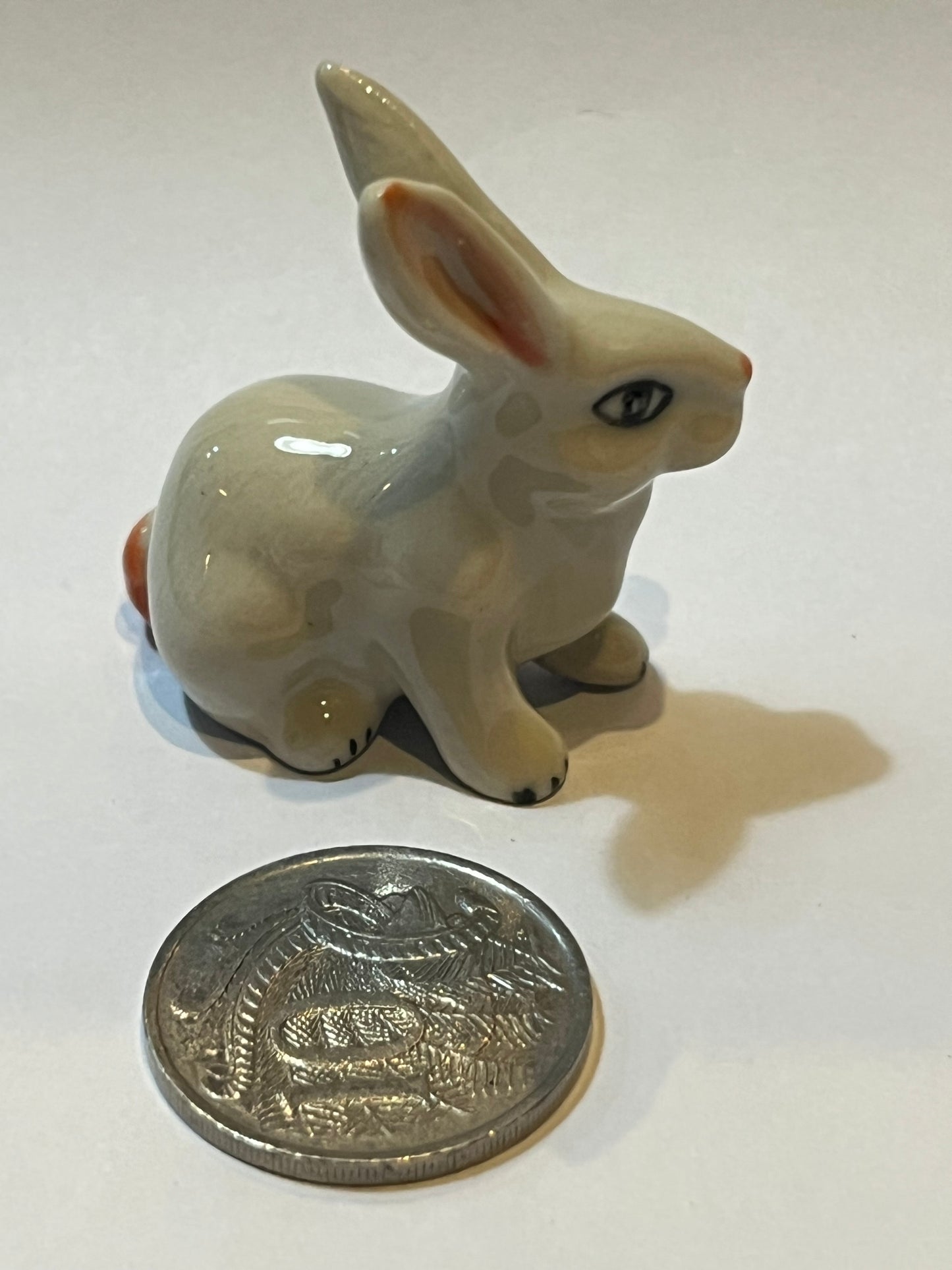 Miniature Porcelain White Rabbit With Long Ears