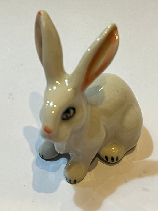 Miniature Porcelain White Rabbit With Long Ears
