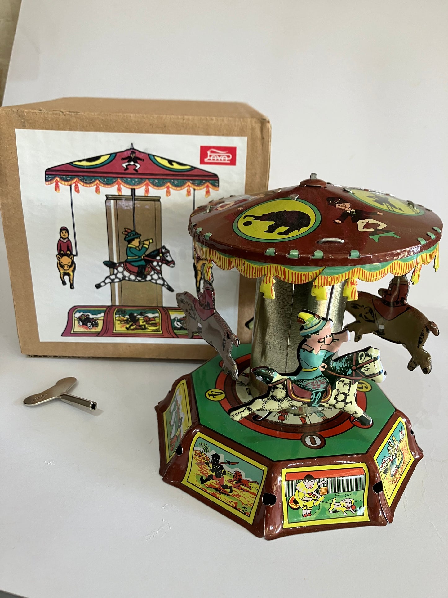 Wind Up Tin Toy Carousel