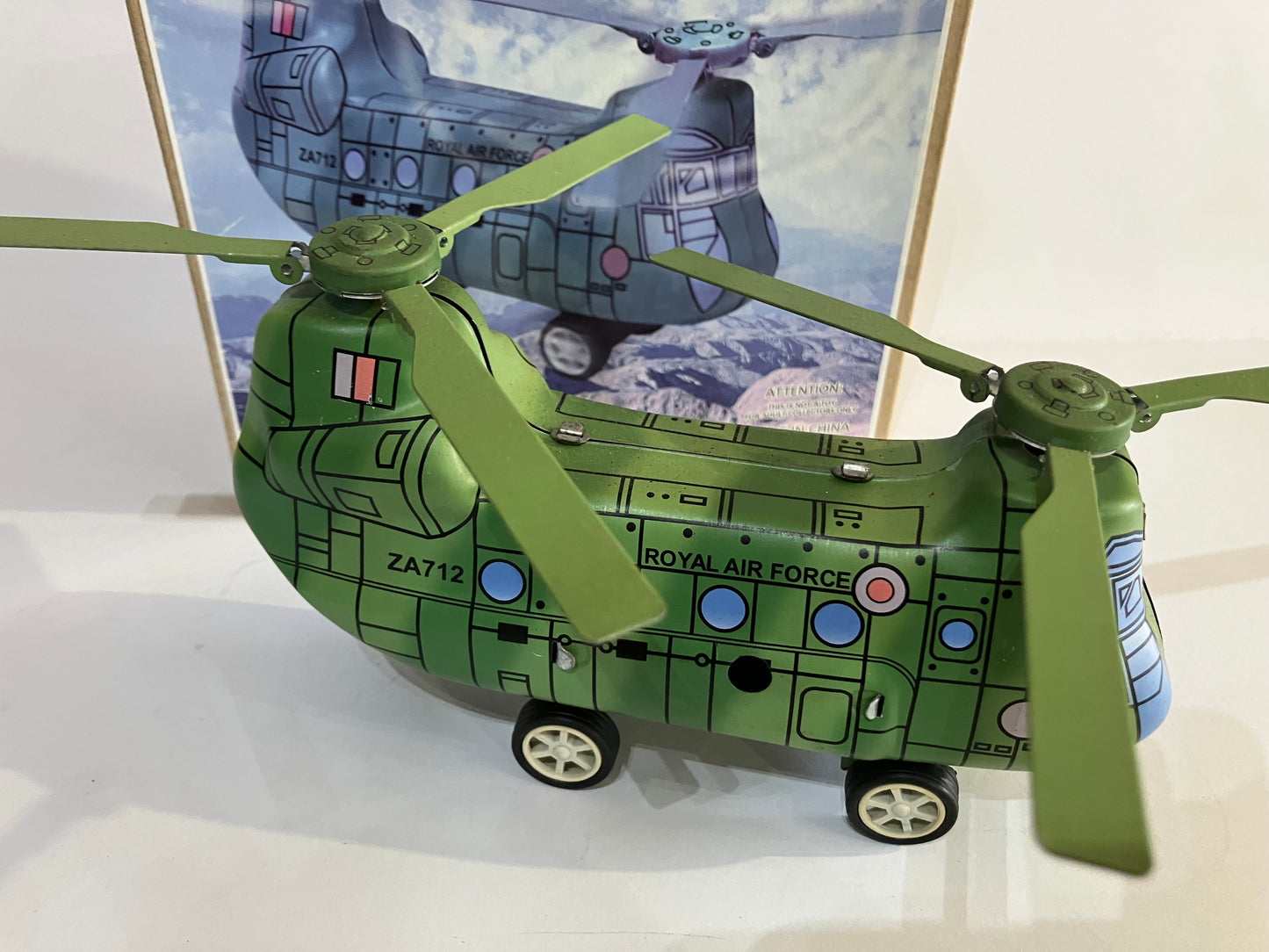 Wind Up Tin Toy Helicopter Chinook