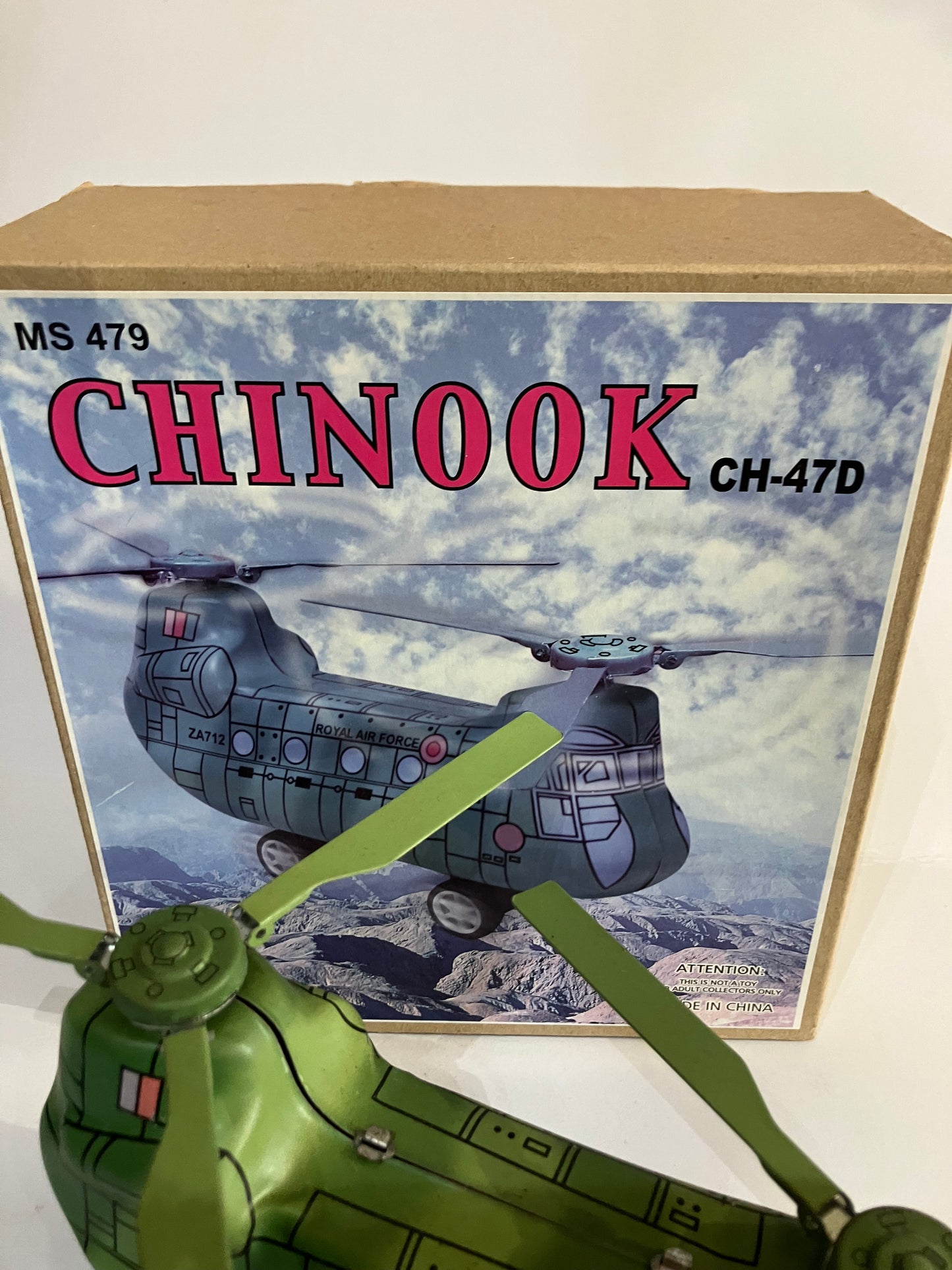 Wind Up Tin Toy Helicopter Chinook